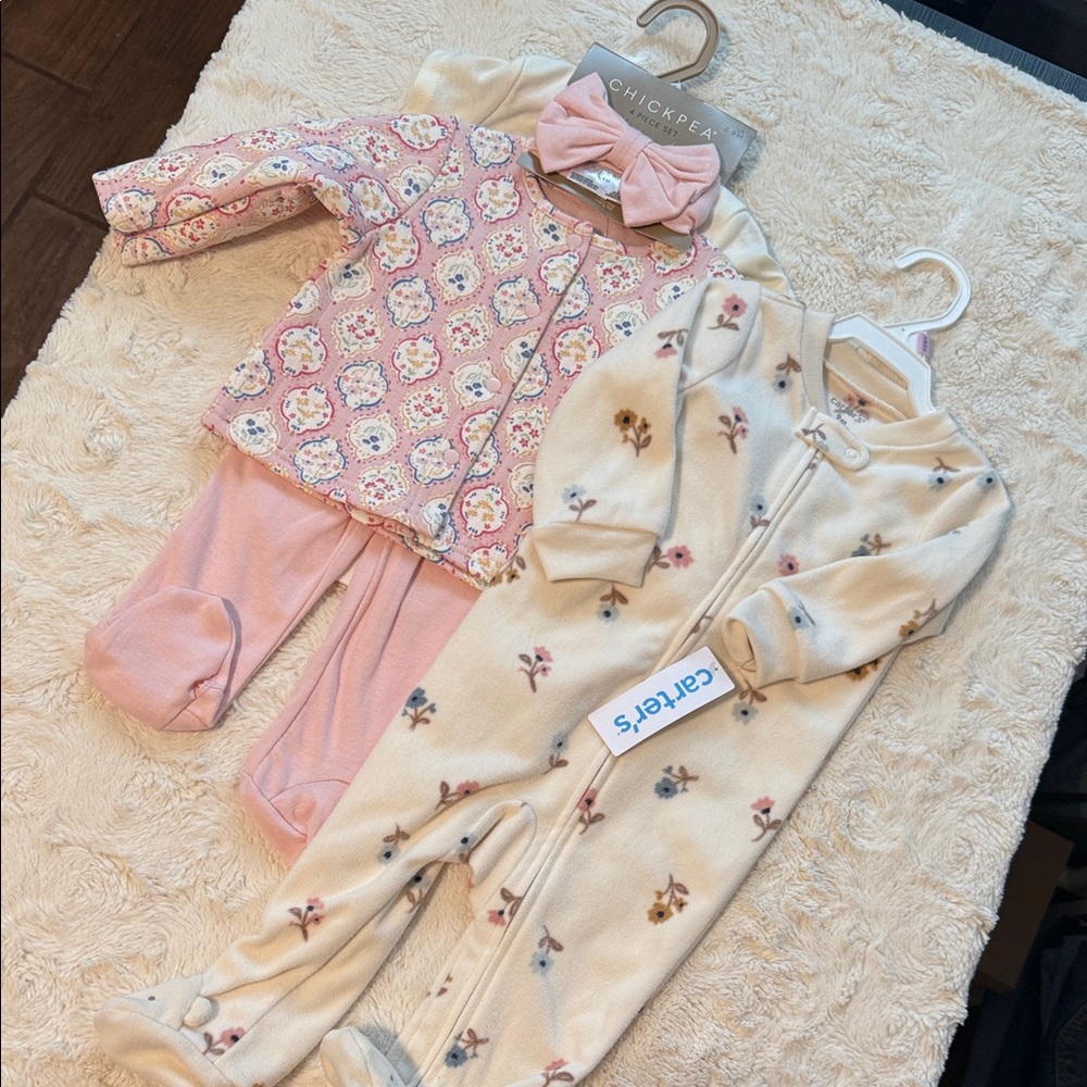 Carter's Pink and Cream Floral Pajama Set
